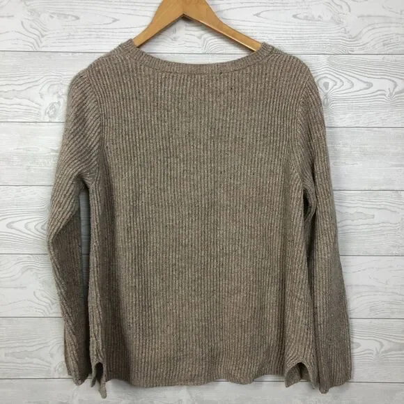 Talbot's Women's Size XL Ribbed Long Sleeve Pullover Sweater Cotton Blend Beige - Picture 3 of 5